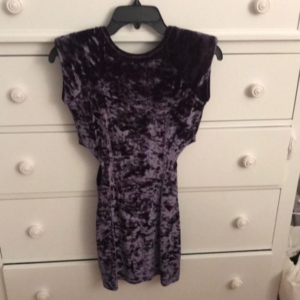 Purple crushed velvet mini dress